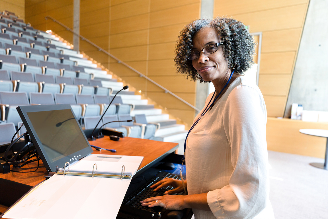 Portrait of confident female college professor